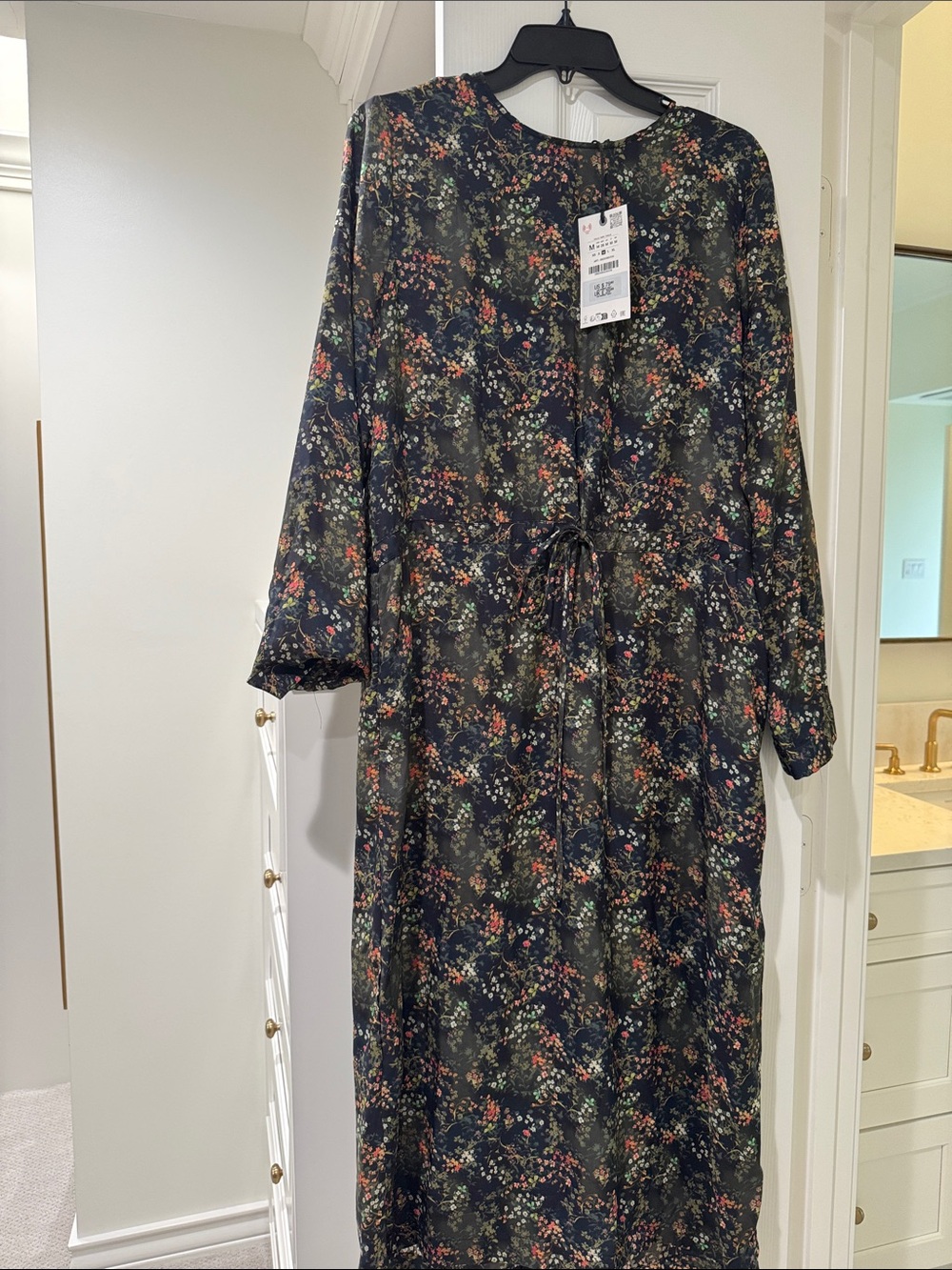 Zara Black Floral Midi Dress